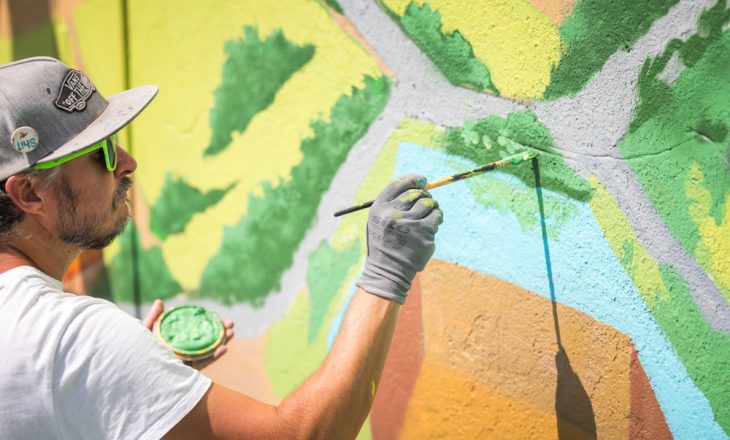 L'étang et les jardins du Parc occupent une place centrale dans cette fresque.